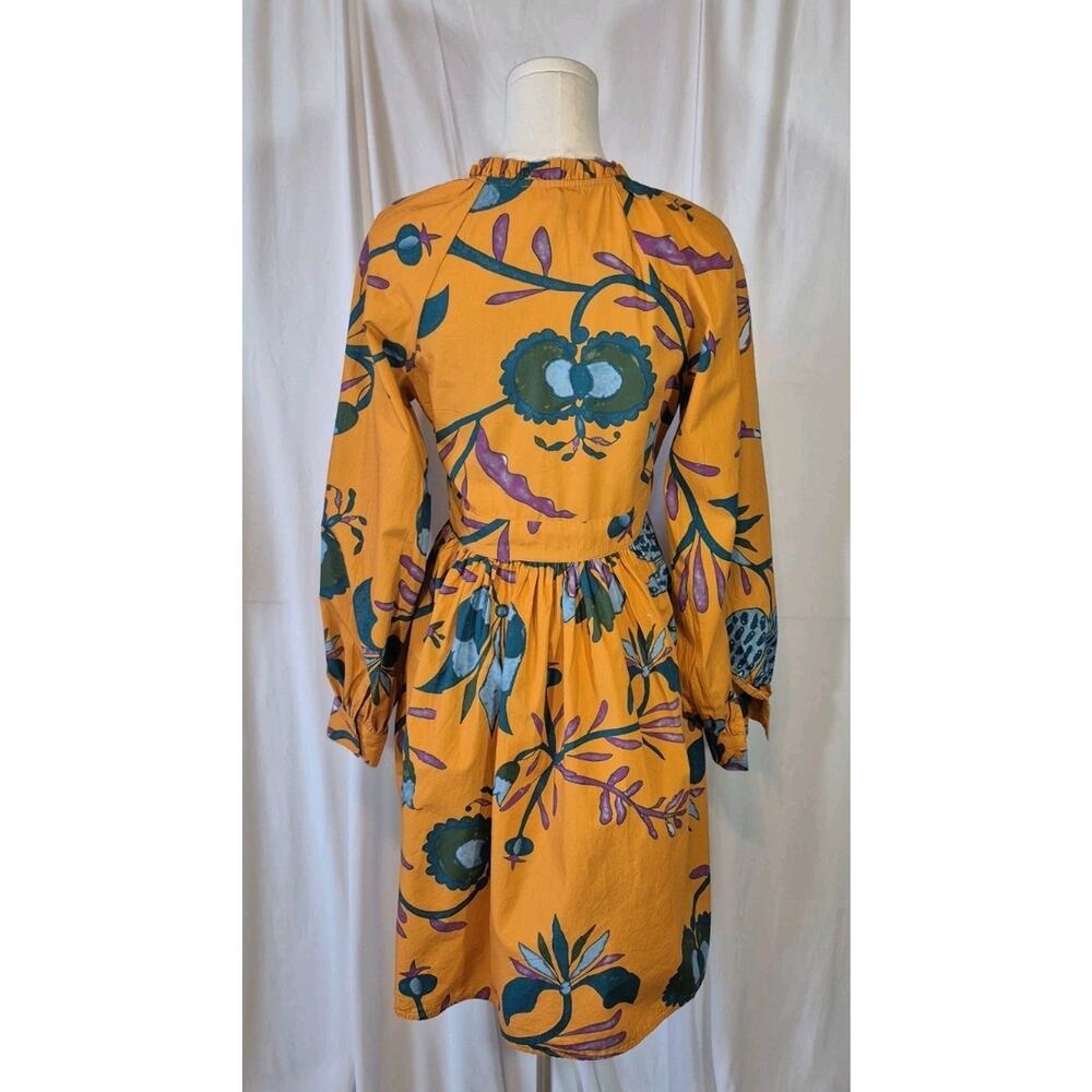 Anthropologie Let Me Be Cotton Orange Green Floral Mini Dress NWT XS - Picture 10 of 15